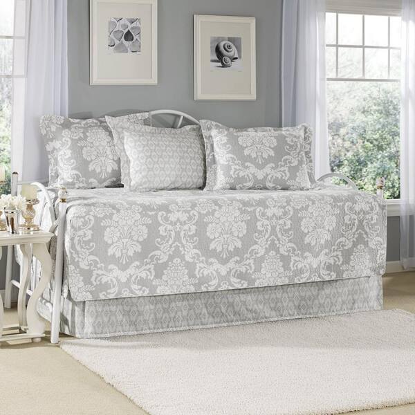 Laura Ashley Venetia 5-Piece Light Pastel Blue Floral Cotton Daybed Bedding Set
