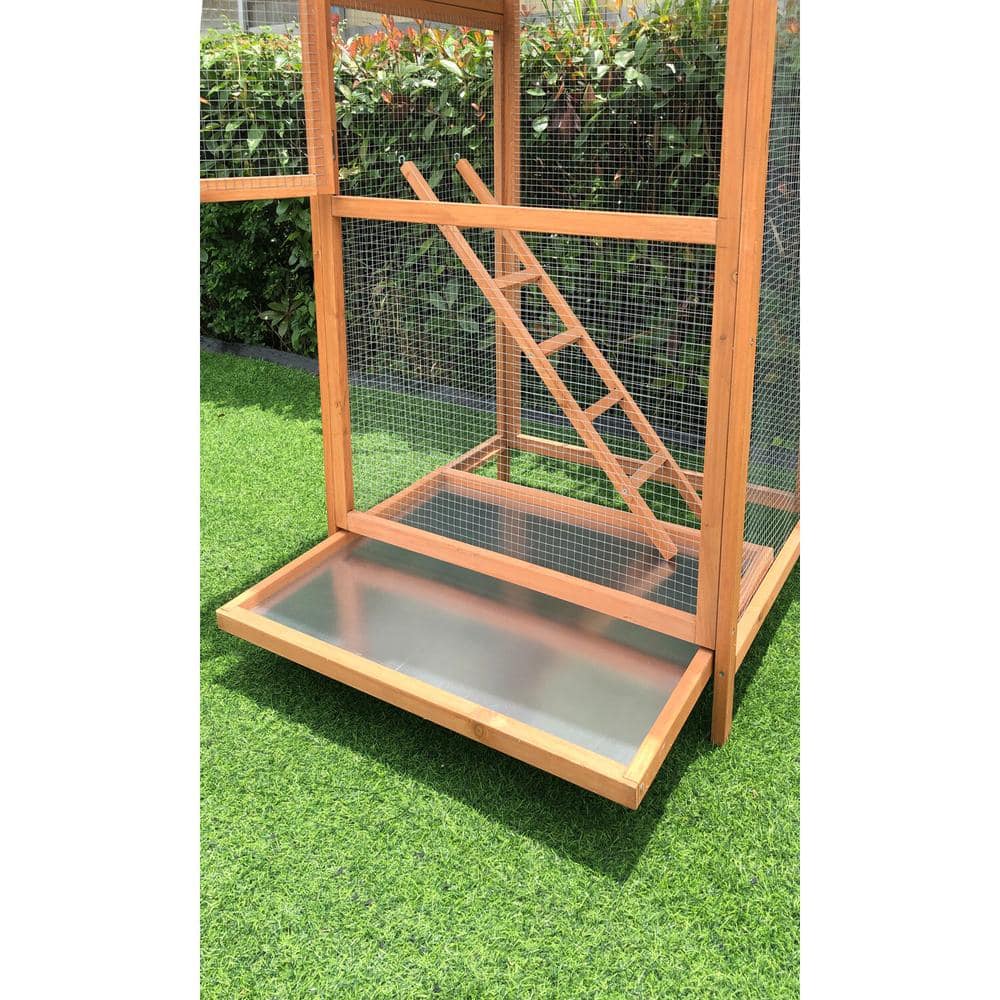 Hanover Rustic Stained Fir Wood Outdoor Bird Cage with Waterproof Roof