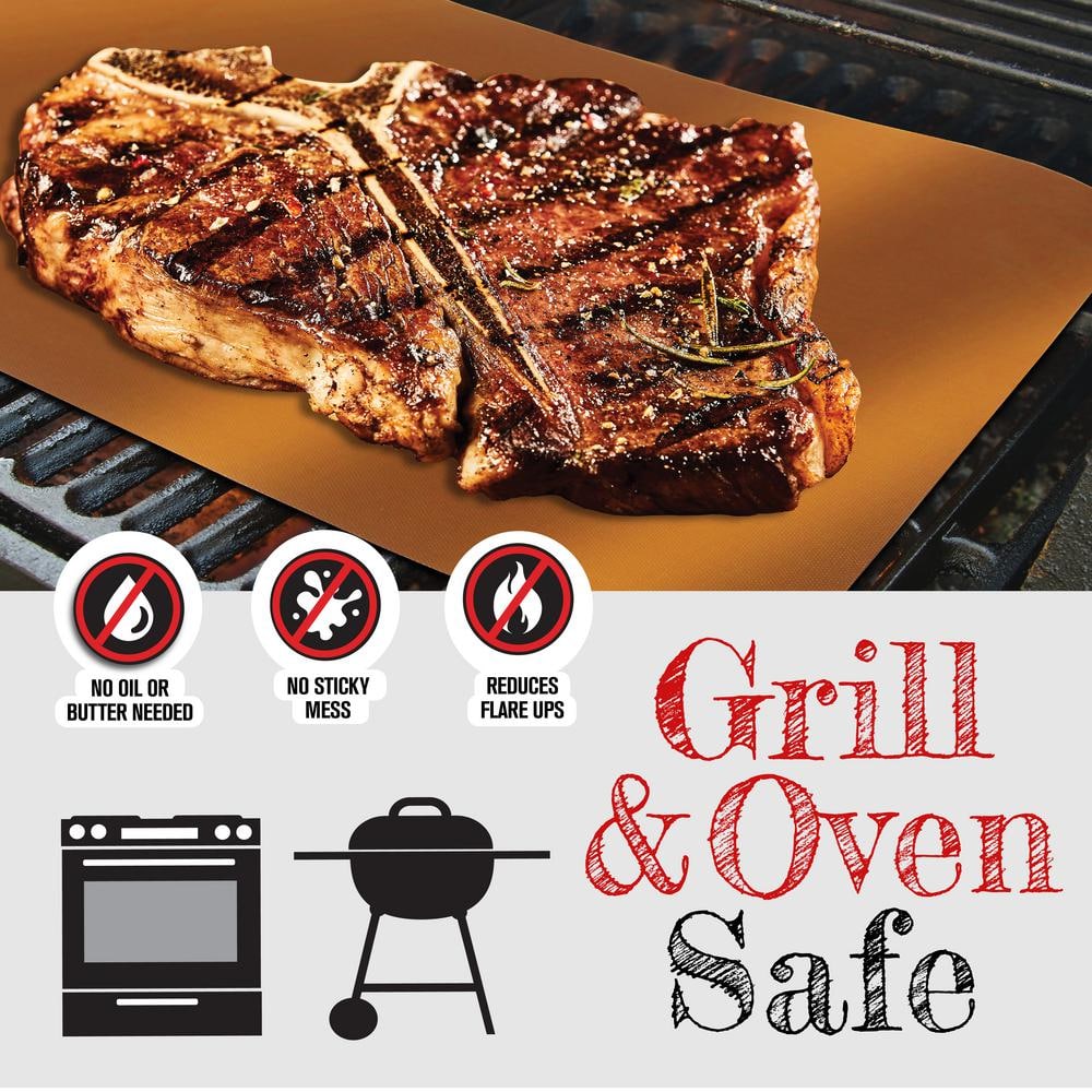 Copper Non-Stick Grill and Baking Mats Set of 3