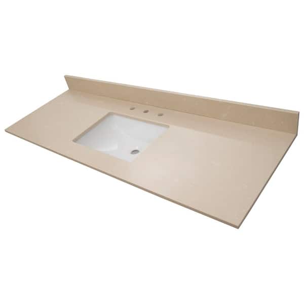Cosmic Sand 61 in. W x 22 in. D Engineered Marble Vanity Top with White Rectangle Single Sink