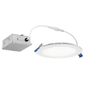 Direct-to-Ceiling Integrated LED 6 in. Round Canless Recessed Light for Bathroom Ultra Thin White 2700K (1-Pack)