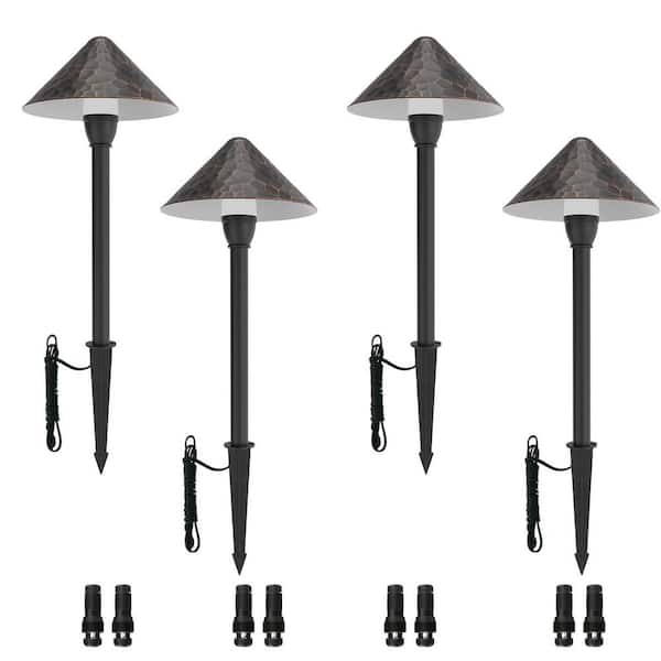 Sofiton 3-Watt Low Voltage Bronze Hardwired Integrated LED Weather Resistant Outdoor Landscape Light Kit Path Light (4-Pack)