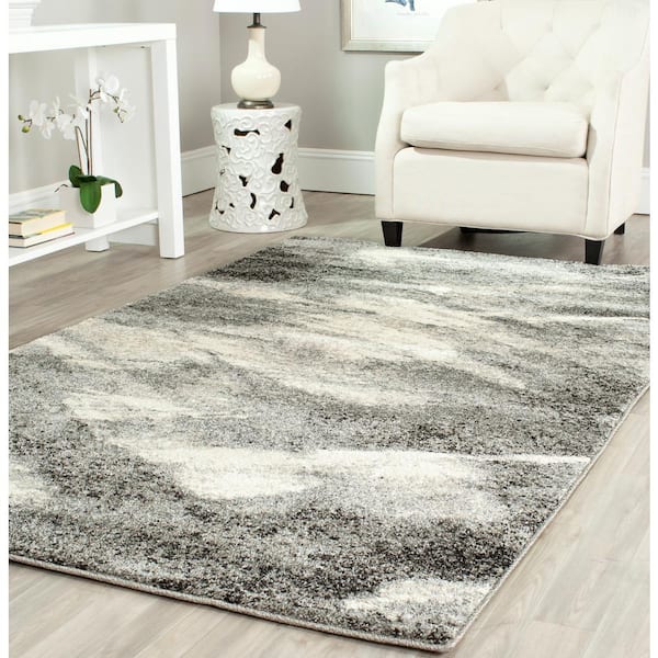 Retro Grey/Ivory Doormat 3 ft. x 5 ft. Solid Area Rug