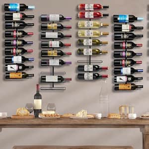 27 Bottles Capacity, Black, Metal Wine Rack, Wall Mount Wine Rack - Wall Mounted for Wine Bottles