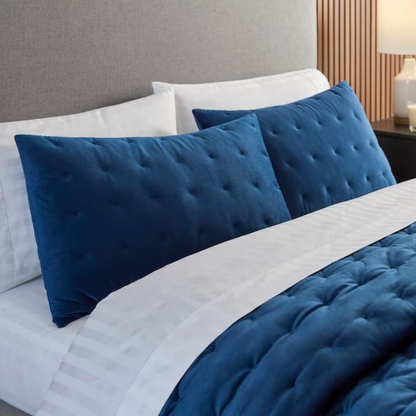 Kelsey 3-Piece Midnight Quilted Velvet Full/Queen Comforter Set