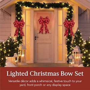 2 ft. LED Pre-lit Christmas Bows Holiday Yard Decor (Set of 3)