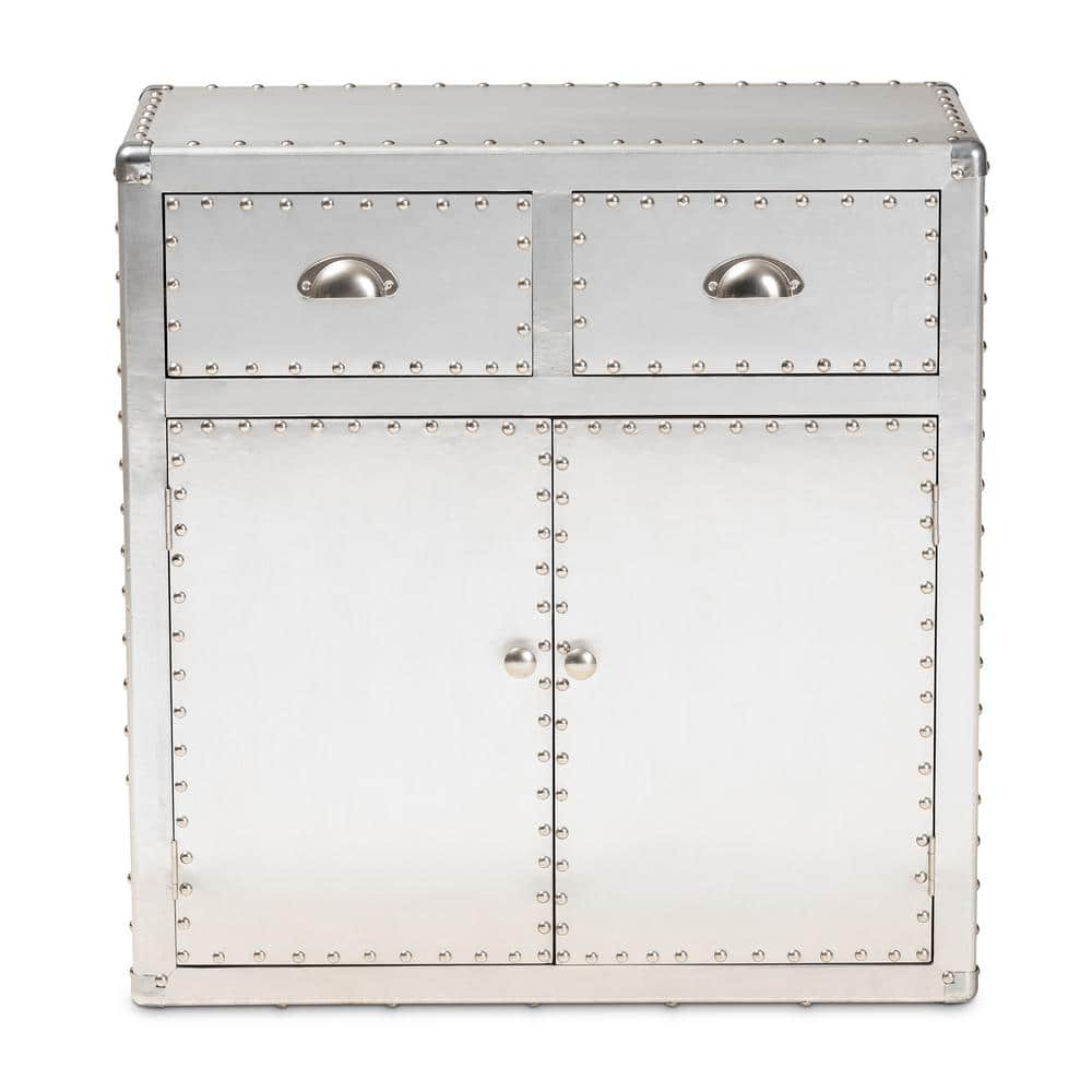 Serge Silver Metal Industrial 2-Door Storage Cabinet