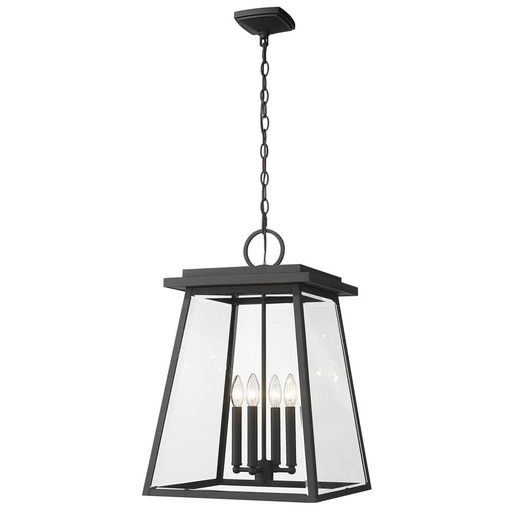 Broughton 4-Light Black Outdoor Pendant Light