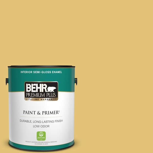 BEHR PREMIUM PLUS 1 gal. #370D-5 Summer Field Semi-Gloss Enamel Low Odor Interior Paint & Primer