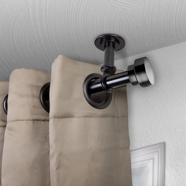 Bonnet Ceiling 48 in. - 84 in., 1 in. Dia Single Curtain Rod/ Room Divider in Black