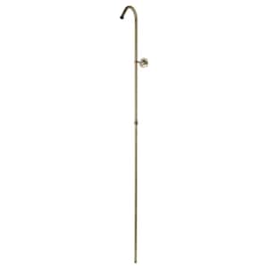 Vintage 62 in. Shower Riser with Wall Support in Antique Brass