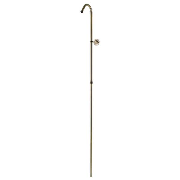 Vintage 62 in. Shower Riser with Wall Support in Antique Brass