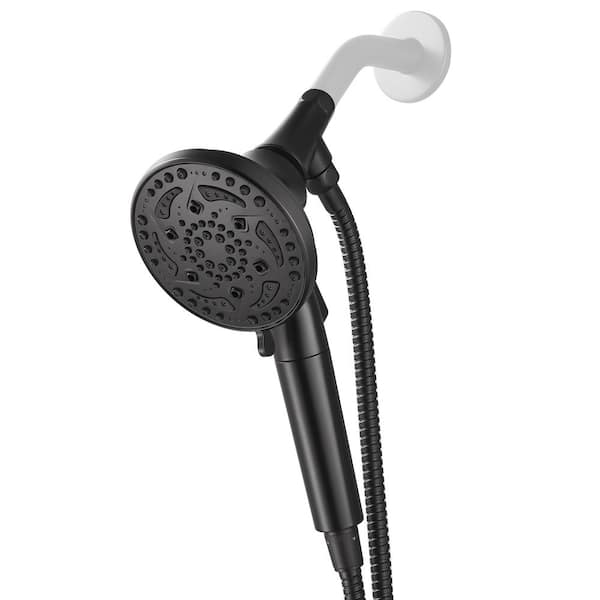 cobbe 4.92 in. 7-Spray Patterns Wall Mount Filtered Handheld Shower Heads 1.8 GPM in Matte Black