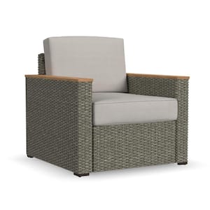 Boca Raton Stationary Wicker Rattan Outdoor Lounge Chair with Gray Cushion