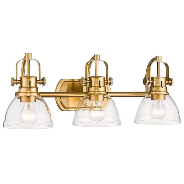 JAZAVA 24.3 in. Indoor 3-Light Gold Bedroom Powder Room Hallway Vanity Light Wall Sconce Light