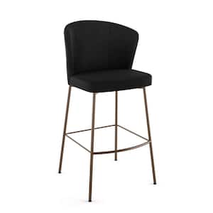 Camilla 27 in. High Back Counter Stool Charcoal Grey Boucle Polyester / Bronze Metal