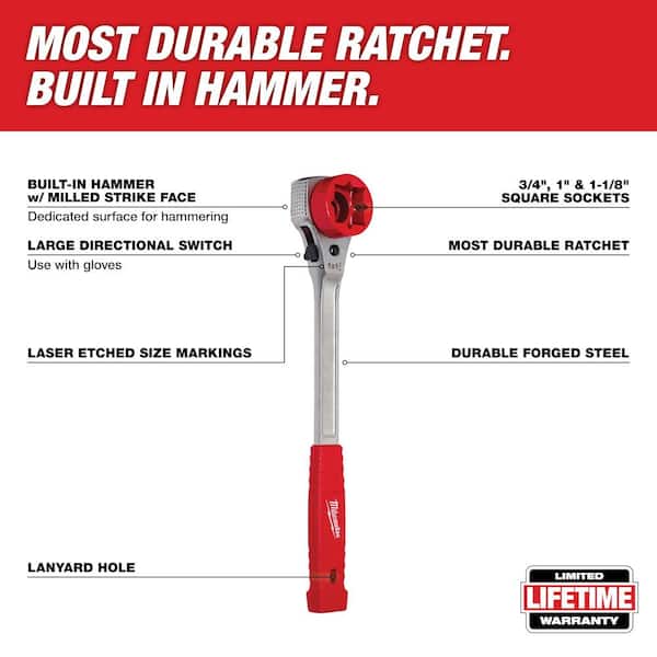 Lineman's High Leverage Ratcheting Wrench with Milled Strike Face