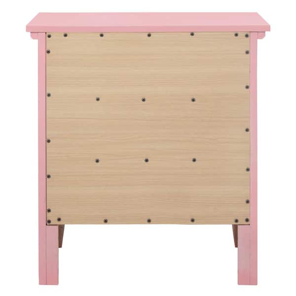 AndMakers Hammond 3-Drawer Pink Nightstand (26 in. H x 18 in. W x