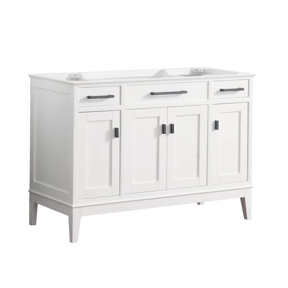Madison 48" White Solid Wood Freestanding Vanity Base