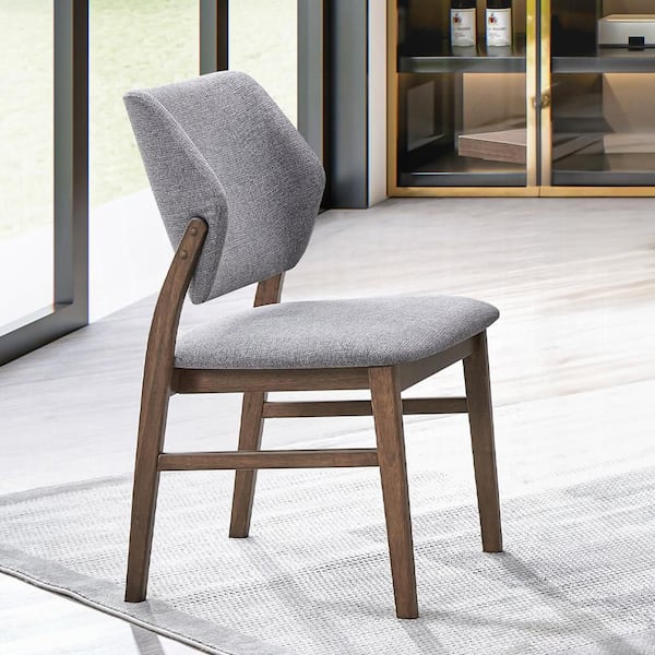 Acme Furniture Sarha Light Gray Linen and Walnut Finish Linen Side