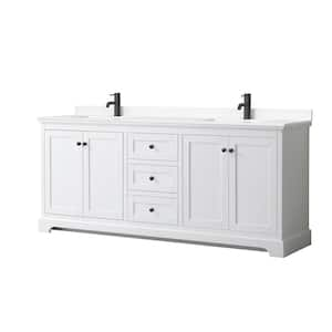 Avery 80 in. W x 22 in. D x 35 in. H Double Bath Vanity in White with White Cultured Marble Top