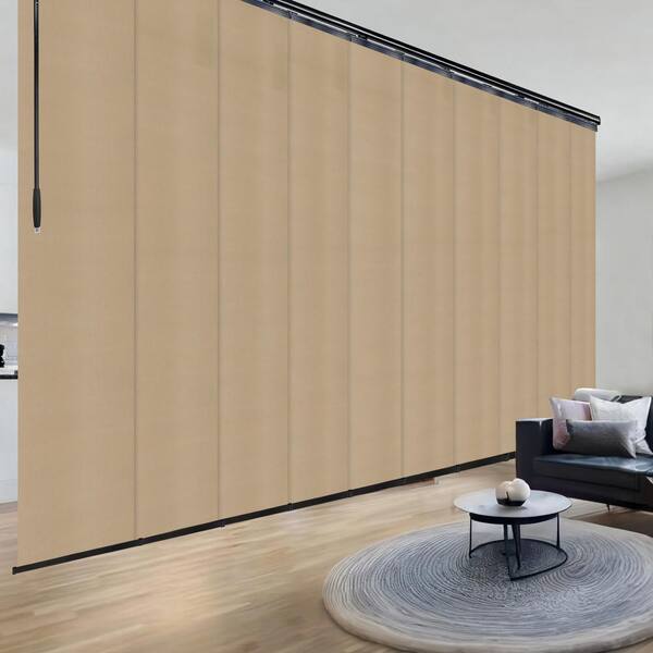 EMOH Ivoreen 120 in. to 218 in. W x 94 in. L Adjustable 10-Panel Black Double Rail Panel Track with 23.5 in. Slates