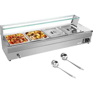 45 qt. Stainless Steel Chafing Dishes, 4-Pieces Electric Warming Tray for Food or Sauces, Buffet Server and Warmer