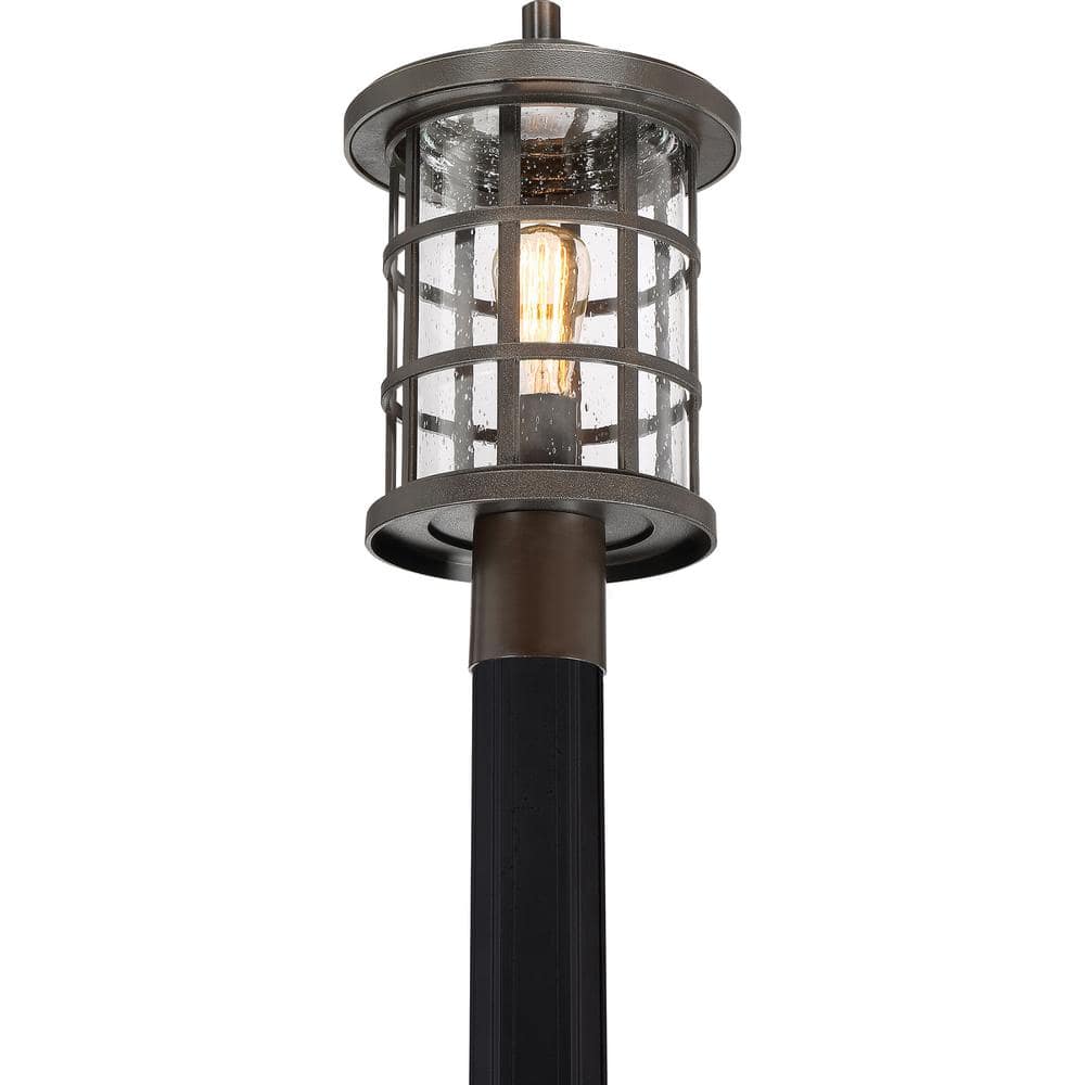 Crusade 10'' Palladian Bronze Outdoor Post Lantern with Crisscrossed Bands