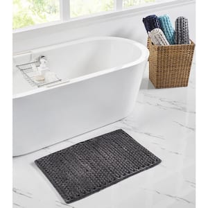Alma Collection 17 in. x 24 in. Black 25% Cotton and 75% Polyester Rectangle Bath Rug