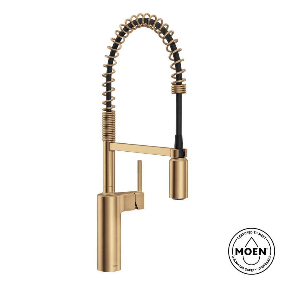 MOEN Inara Bronzed Gold 23.17 in. H Spring Pull Down Kitchen