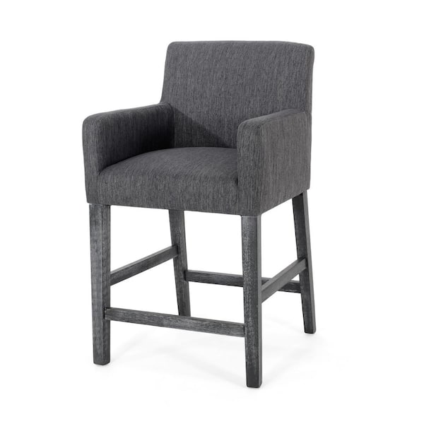 Noble House Deville 26 in. Charcoal and Gray Wood Bar Stool