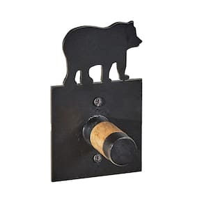 Wild Woods Bear Knob Robe/Towel Hook 4.75"H x 2.25"D Wood With Matte Black Finish