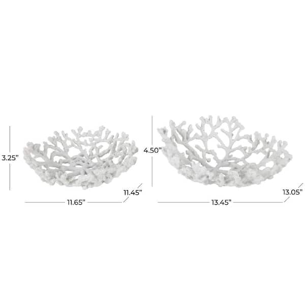 Litton Lane White Resin Coral Textured Decorative Bowl (Set of 2) 043977 -  The Home Depot