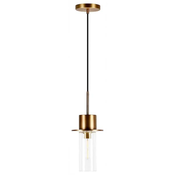 Meyer&Cross Idris 1-Light Brass Pendant with Clear Glass Shade