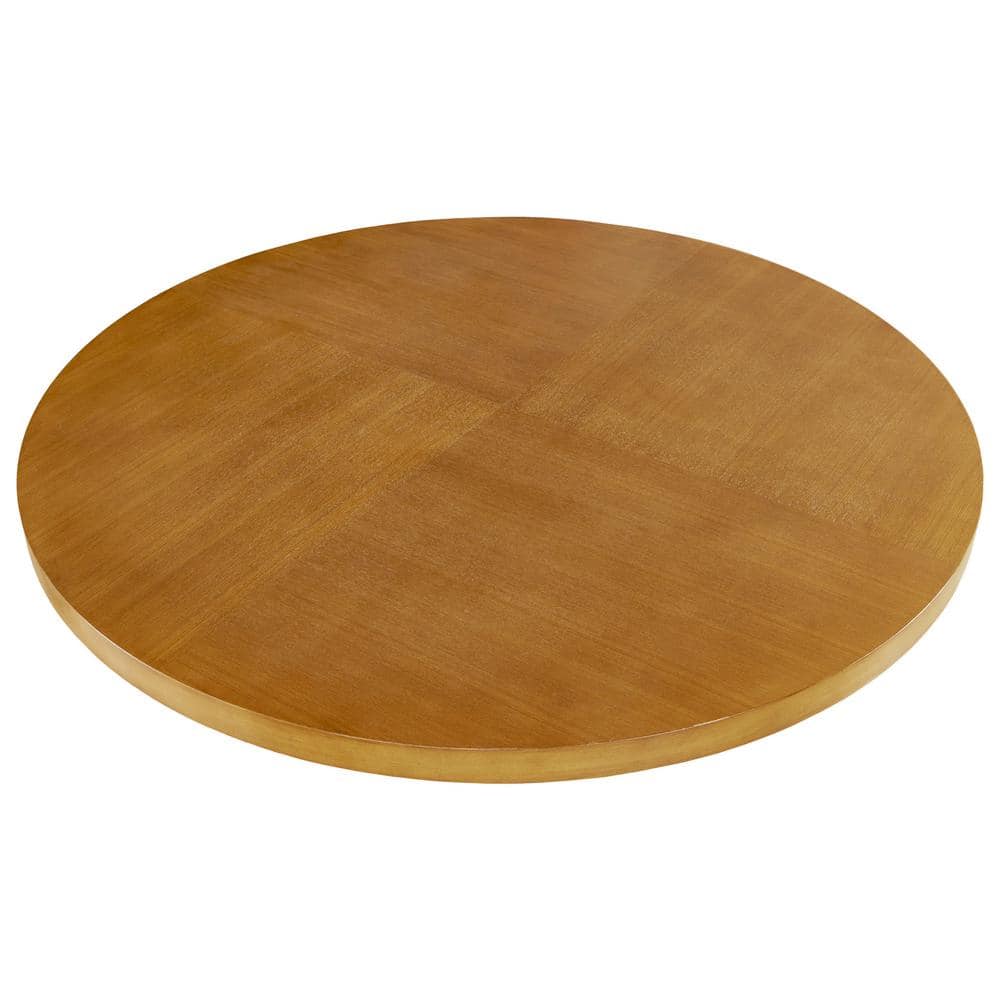 Pecan Wood Round Dining Table with X-Base, Seats 4