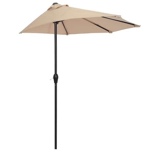 Karl home Folding Sunshade 9 ft. Market Half Patio Umbrella in Top Color Beige