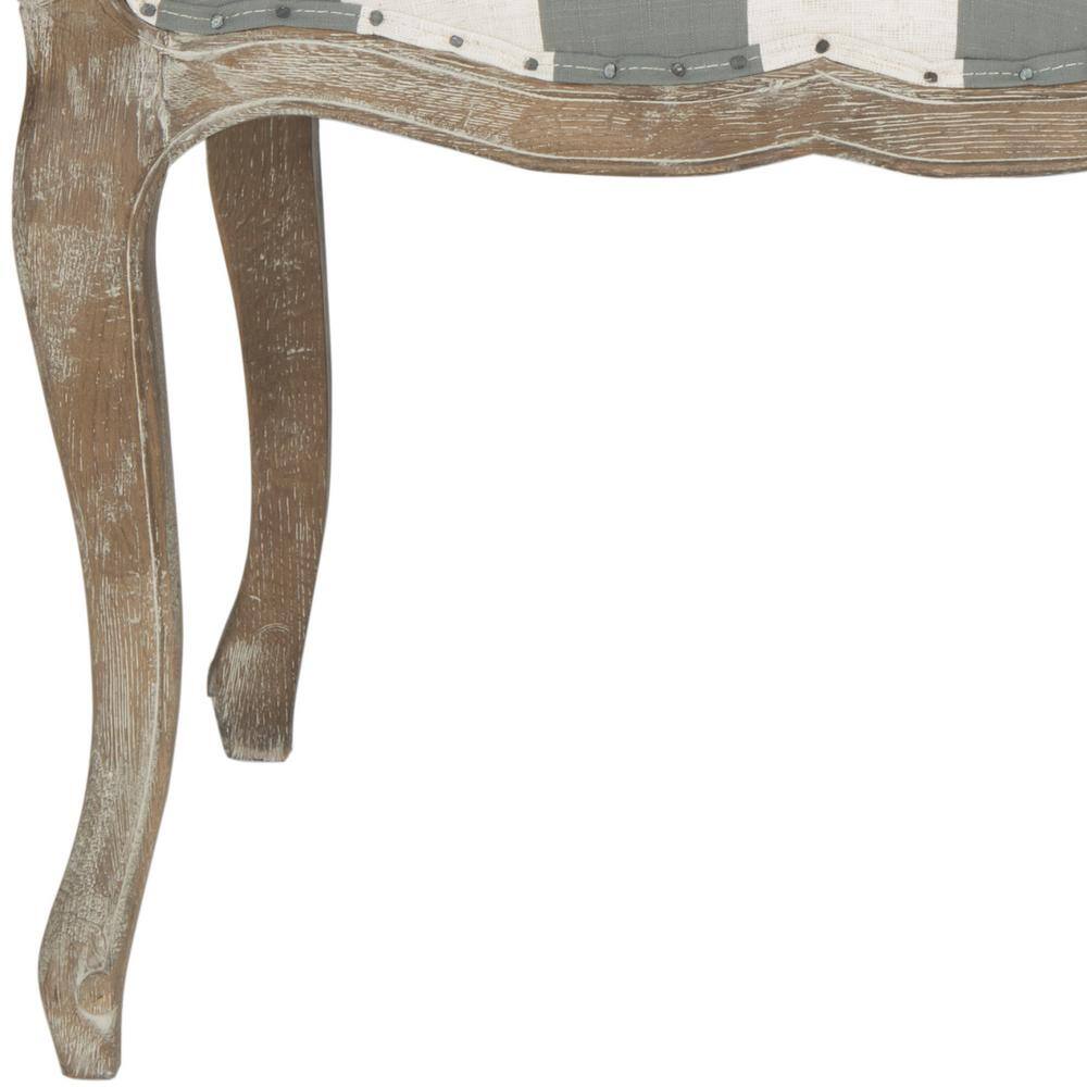 Transitional Esther Striped Arm Chair in Grey & White with Oak Frame