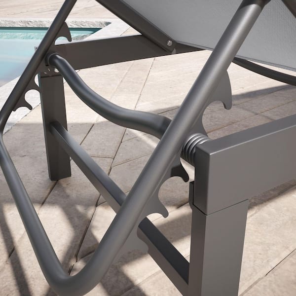 1-Piece Metal All-Weather Adjustable Aluminum Outdoor Chaise Lounge Chair in Light Gray for Pool Patio