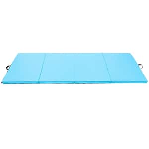 4' x 8' x 2'' Folding Gymnastics Mat Four Panels Gym PU Leather EPE Foam Blue (32 sq.ft.)