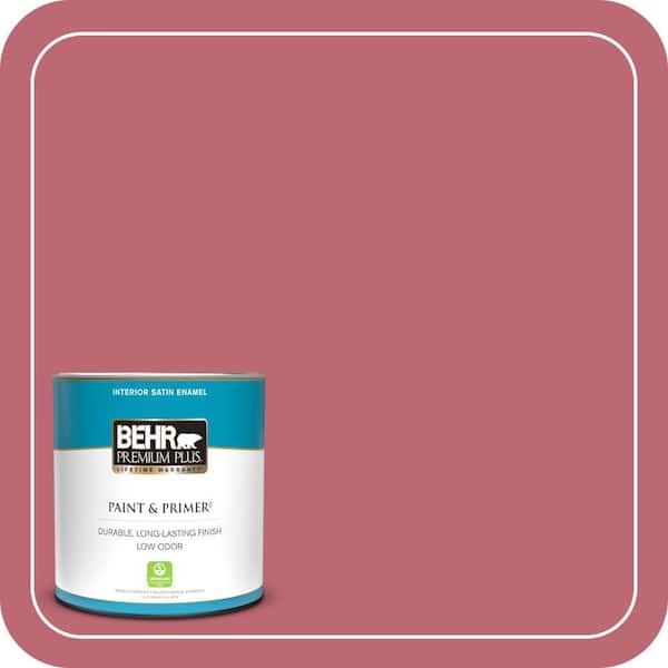 BEHR PREMIUM PLUS 1 qt. #M140-5 Cherry Fizz Satin Enamel Low Odor Interior Paint & Primer