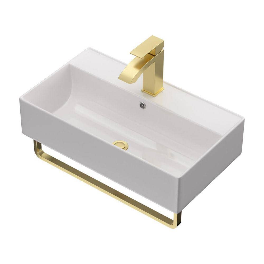 Kichae 21 in. Wall Mounted Bathroom Sink in White Ceramic with