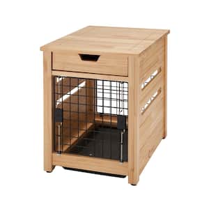 18 in. Pet Crate End Table w/Drawer - Natural
