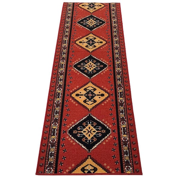 Southwestern Burnt Orange 26 in. W x 3 ft. L RunnerRug/Stair Runner 6.6 sq. ft.