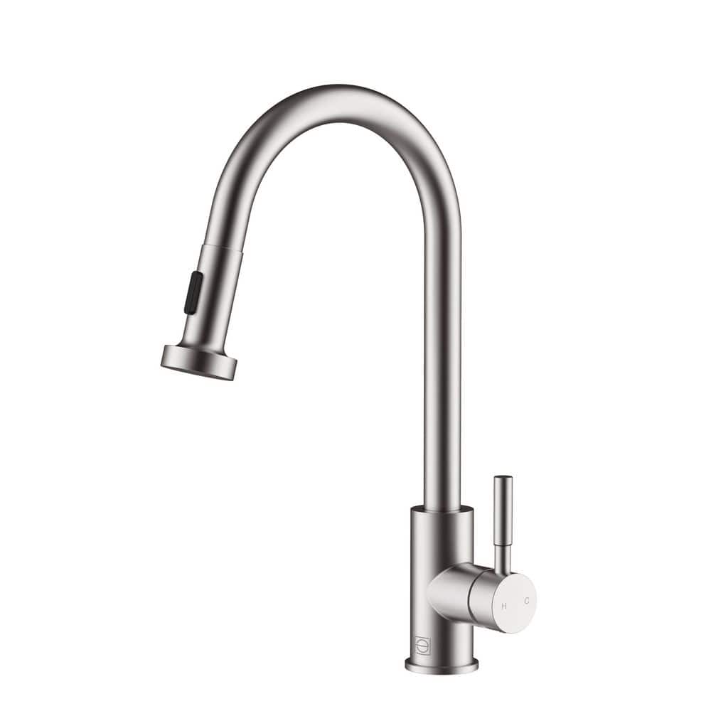 Timeless Home Brushed Nickel 16 in. Single Handle Pull Down Sprayer Kitchen