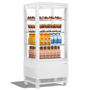 16 in. W 3 cu. Ft. Countertop Commercial Refrigerator Glass Display Beverage Cooler in White