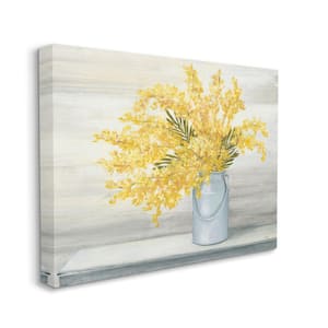 "Golden Fall Floral Bouquet in Country Milk Tin" by Julia Purinton Unframed Nature Canvas Wall Art Print 16 in. x 20 in.