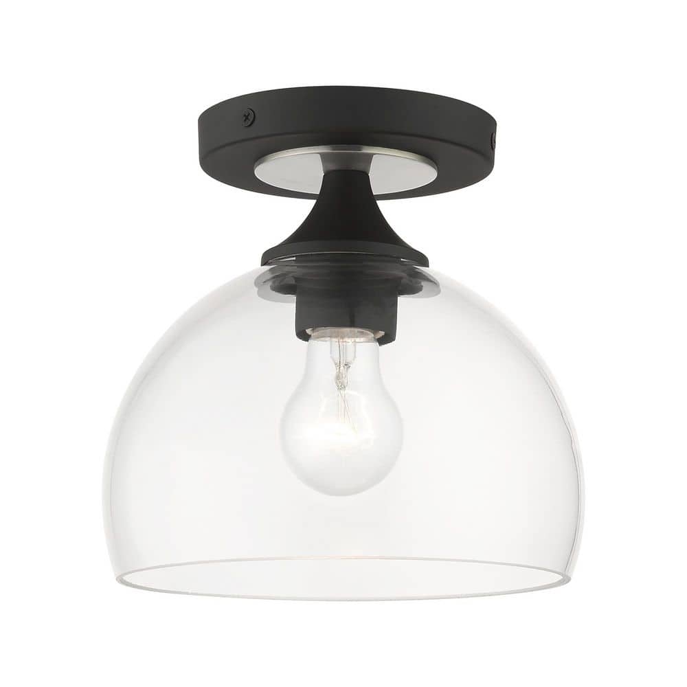 Brnyan 8.25 in. Transitional Dome Matte Black Semi-Flush Mount for Kitchen, Hallway, or Bedroom, No Bulb Included price history on PriceWatchPro