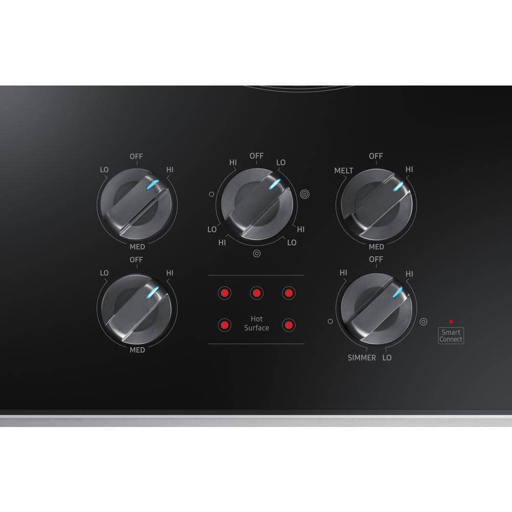 36" Black Ceramic 5-Burner Electric Cooktop with Stainless Steel Frame