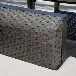 Vistano Grey Wicker Outdoor 76 in. Couch with Canvas Flax Sunbrella Cushions