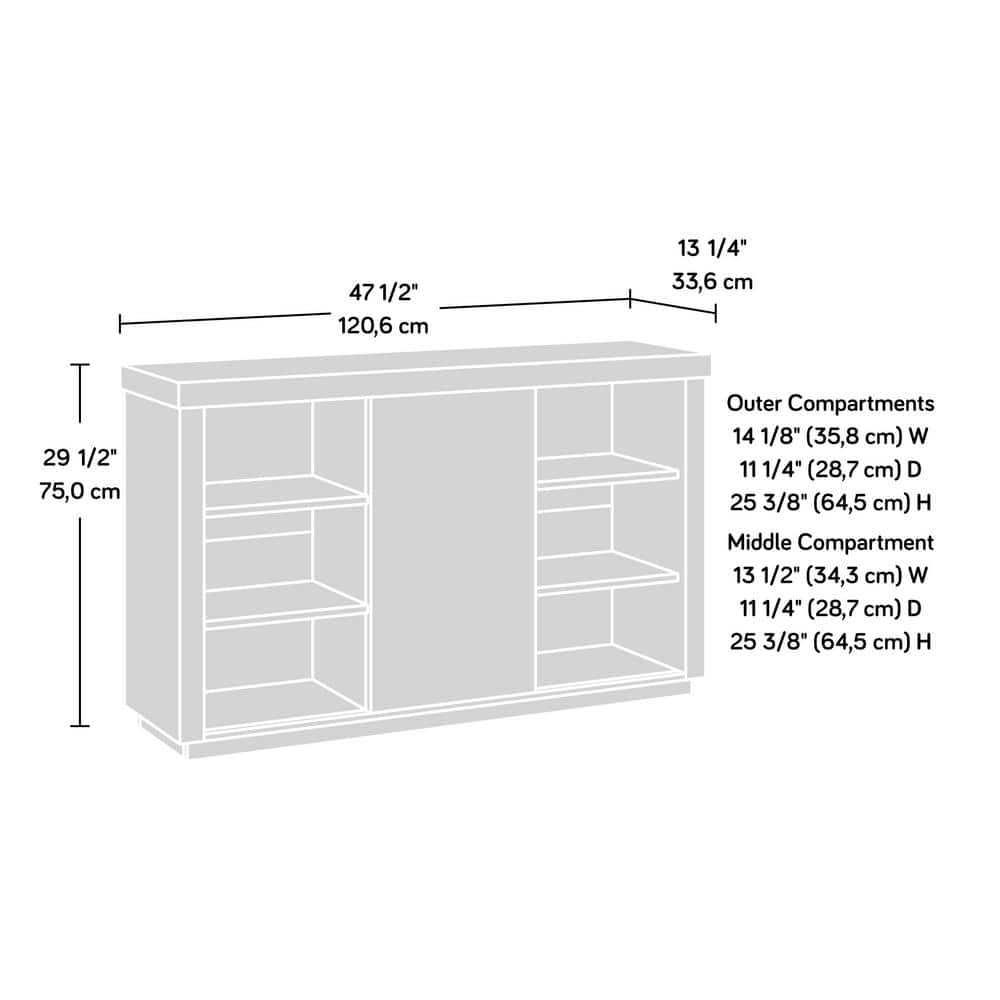 White Adjustable Wood Bookcase with Sliding Door